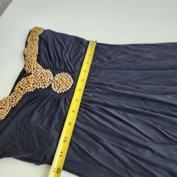 DESIGN HISTORY Womens Long BLACK Wooden BEADED  MAXI Dress Stretch Strapless S - Picture 9 of 11